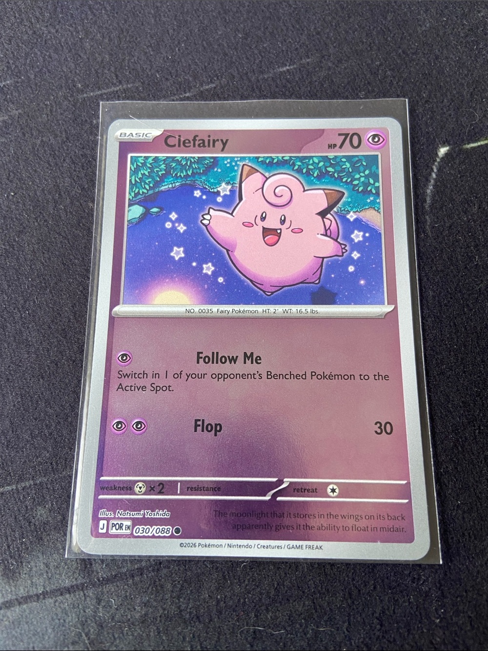 Clefairy Pokémon card (030/088) Revers Halo Perfect Order